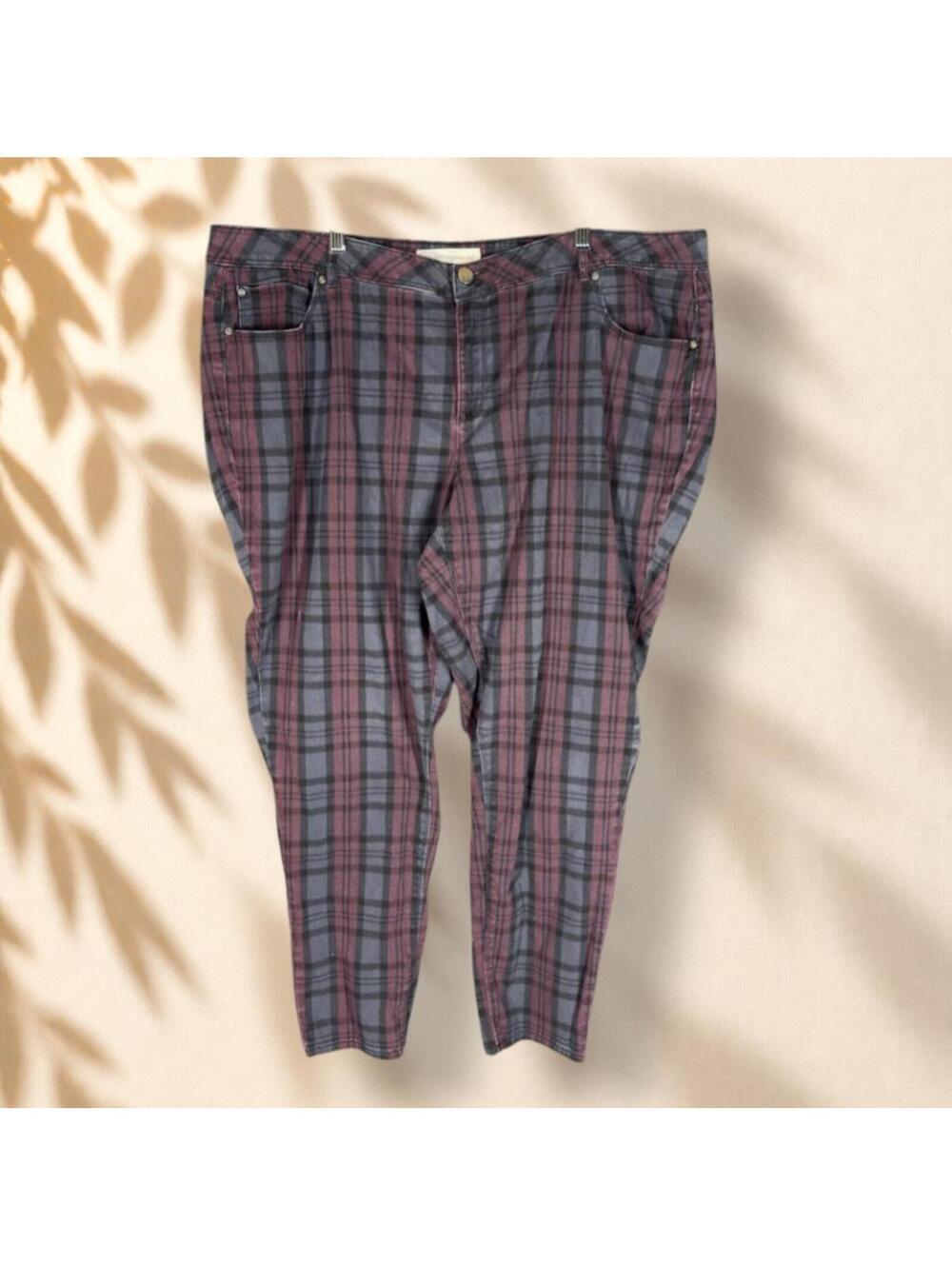 Cato Jeans Women 20W Plus Blue Plaid High Rise Skinny Curvy Denim Medium Wash